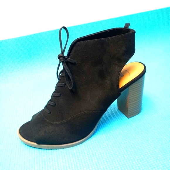 Gap Open Toe Ankle Boots Peep Toe Black Size 9 - Picture 2 of 10